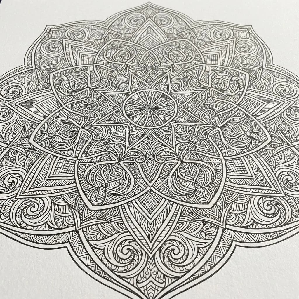 Complex coloring page design for adults