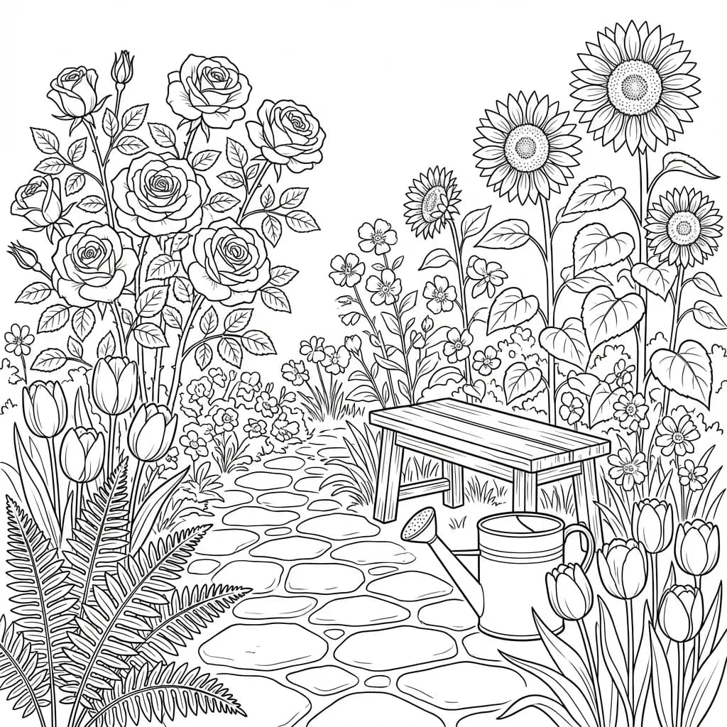 Medium complexity coloring page design